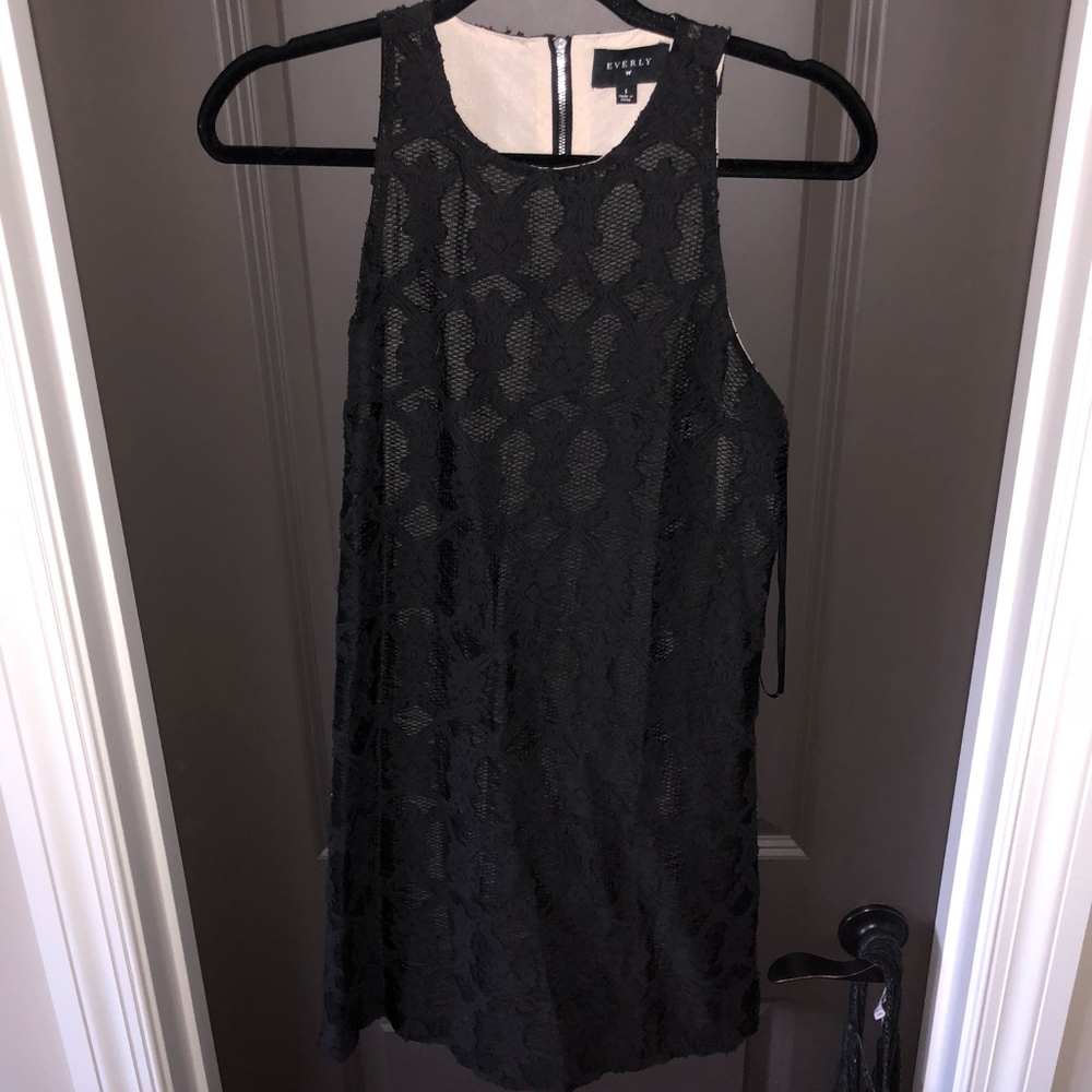 high neck two tone lace dress